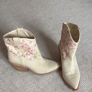 Dolce Vita Cream and Pink Ankle Boots